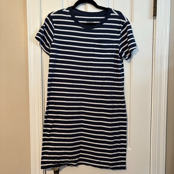 Pact Organic Softspun Striped Tee Dress Navy White Stripe - Small - Picture 2 of 6